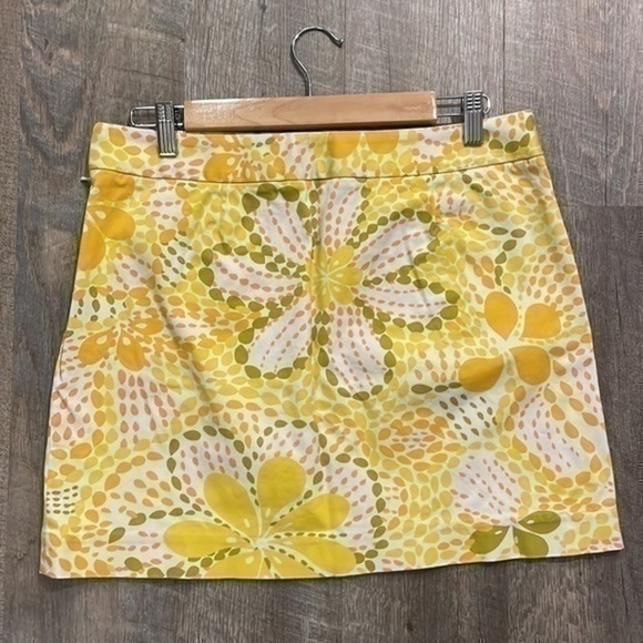 Jcrew yellow and orange graphic print floral miniskirt with pockets size 6 - Picture 3 of 7